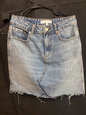 Dynamite Light Blue Denim Mini Skirt with Contrast Stitching